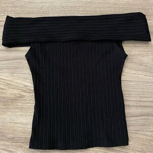 Madewell Black Off-Shoulder Ribbed Top